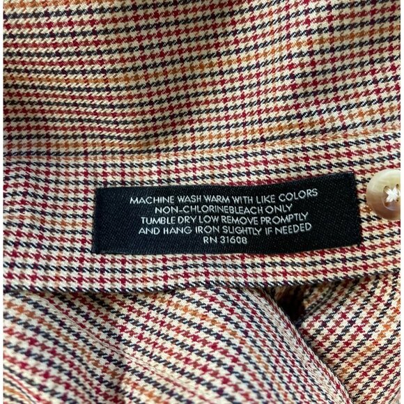 Jos. A. Bank Mens XL Button-Up Shirt Long Sleeve Multicolor Red Orange Black - Picture 8 of 8